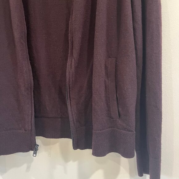 Calvin Klein Men's Zipper Sweater 100% washable merino dark purple - Picture 4 of 5